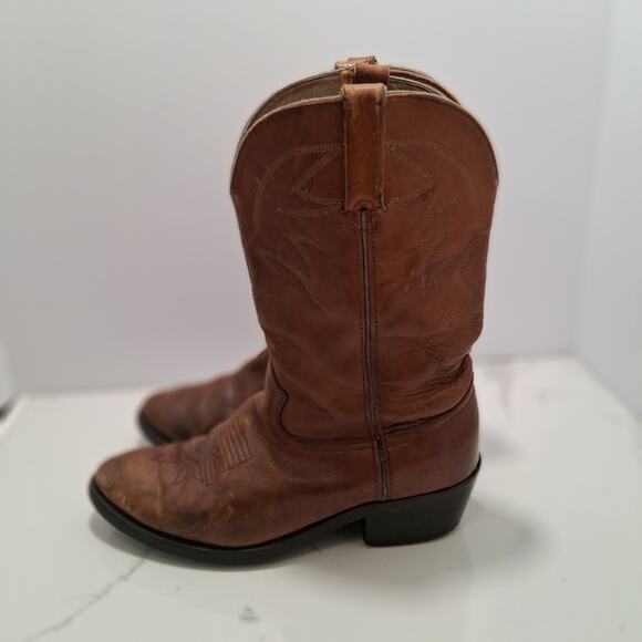 Durango Cowboy Western Pointed Toe  Men Pull On Leather Boots Tan Brown SZ-9 EE
